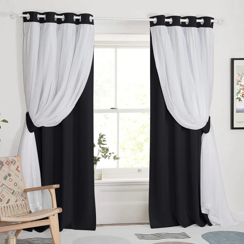 PONY DANCE Black Curtains for Bedroom