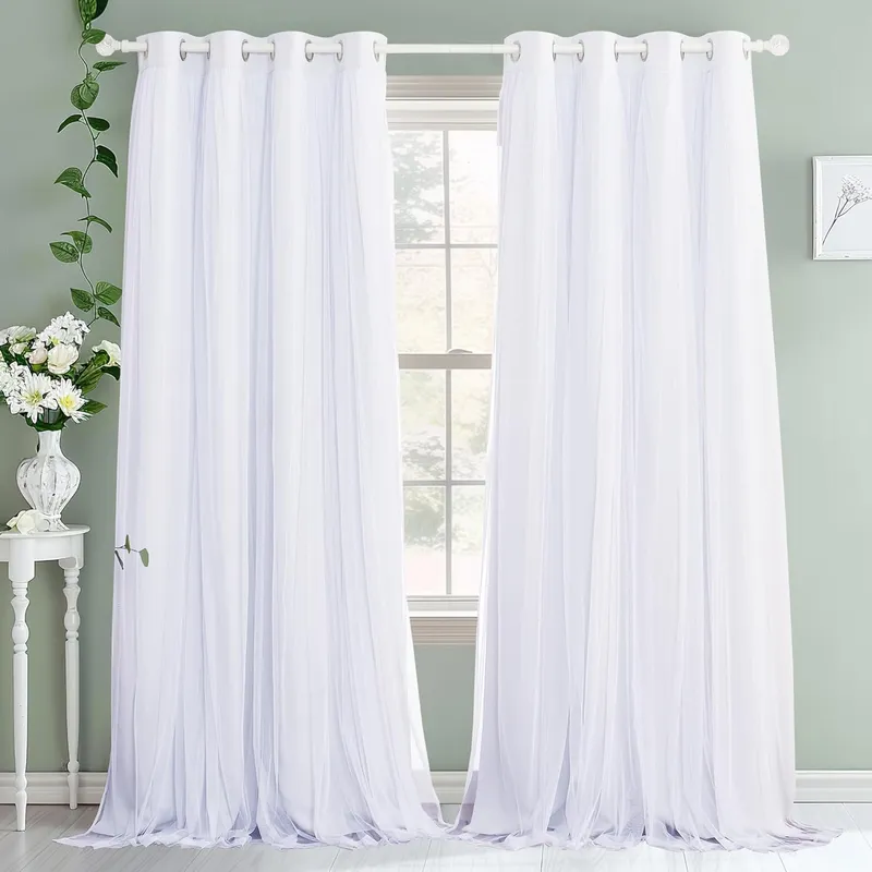 PONY DANCE White 95 inch Sheer Curtains